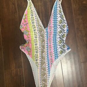 Floral Striped One-Piece Swimsuit